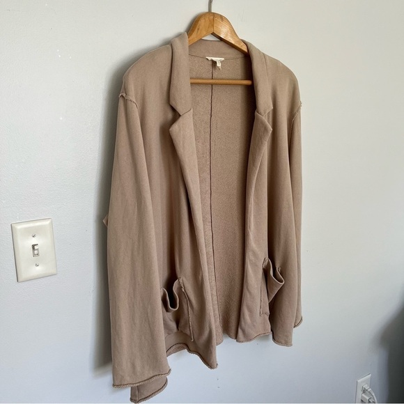 Eileen Fisher Womens Organic Cotton Blazer Size XL Open Front Exposed Seams Soft - Picture 2 of 9
